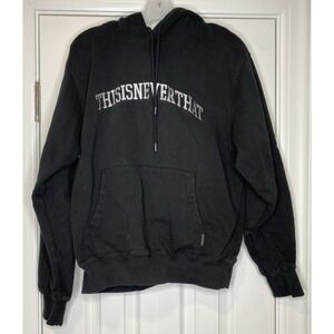 This Is Never That Men's Hooded‎ Spell out Sweatshirt Black Size Small